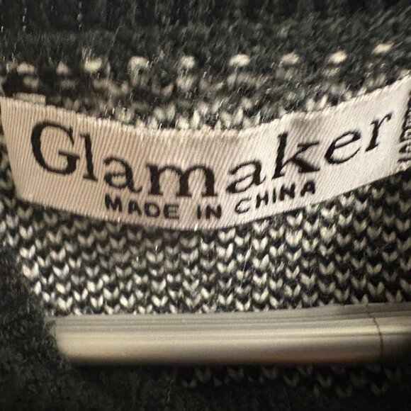 GLAMAKER Women’s Small Cropped Black & White Plaid Sweater - Picture 2 of 3